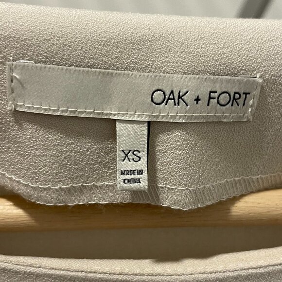 OAK + FORT Loose Fit Dress with Waist Strap - Cream - Size XS - Picture 3 of 7